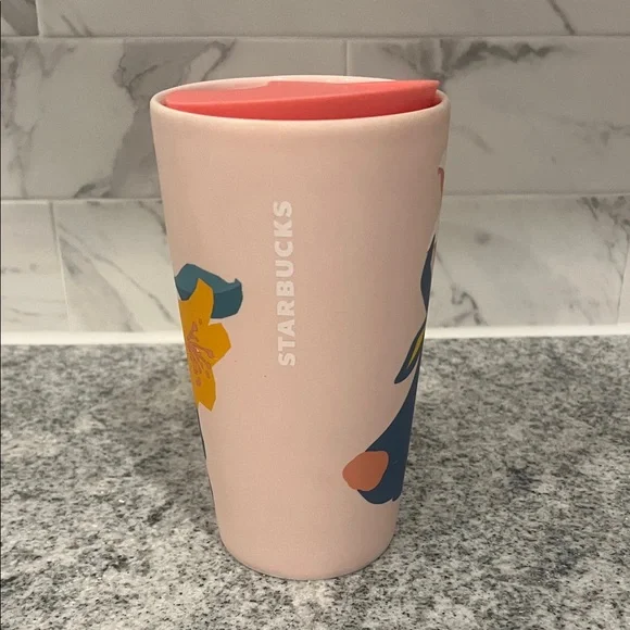 Starbucks Spring Easter Bunny Pink Rainbow Floral Ceramic Tumbler Mug 12 oz - Picture 4 of 12